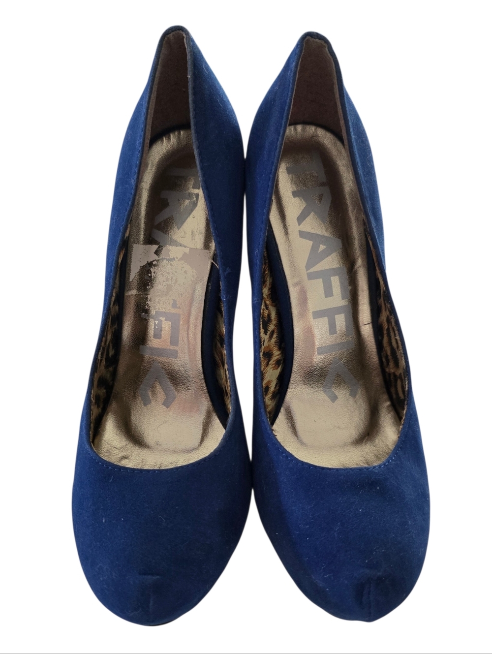 Traffic Platform Pumps Blue Faux Suede Size 7